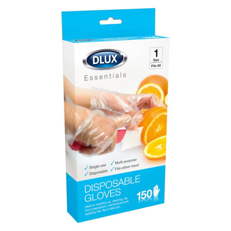 Kumach Disposable Polythene Gloves – Pack of 150, One-Size, Multi-Purpose Use